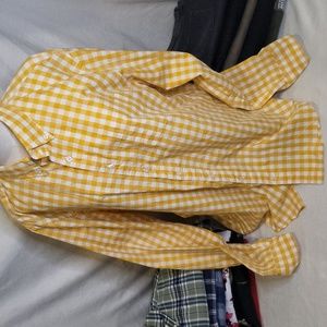 J.Crew yellow gingham plaid button down dress or casual shirt XLT 🔥🔥🔥